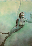 Free Diving Airbrush Painting of nude snorkler
