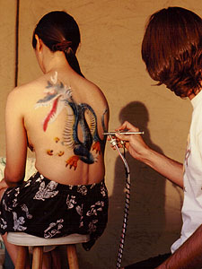 Procces Body Painting Japanese Dragon