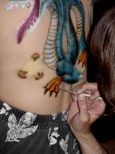 Process Body Painting Japanese Dragon