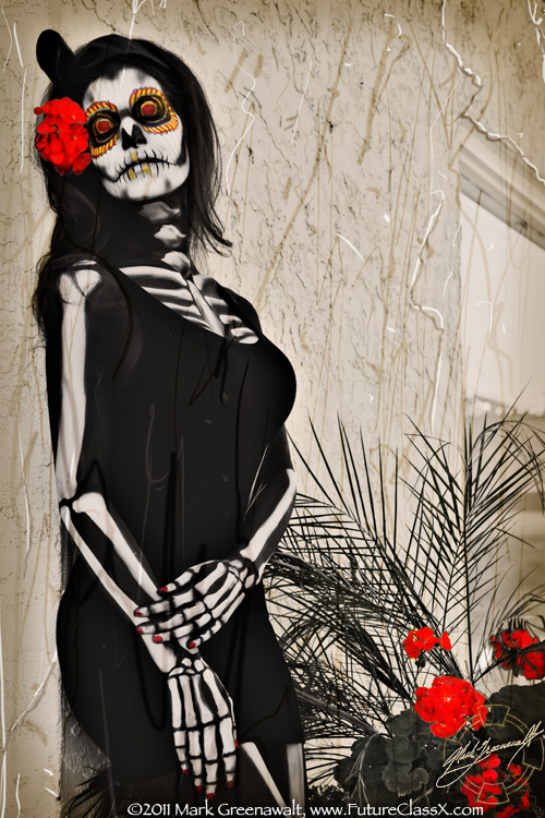 Dia de los Muertos bodypainting skeleton
