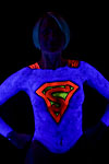 UV light bodypainted Super Girl