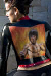 Bruce Lee painting on liquid latex jacket